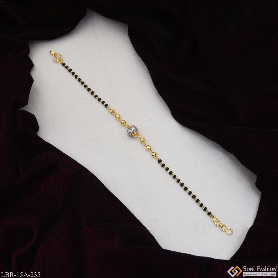 BLACK CRYSTAL BEADED GOLD PLATED BRACELET – Sanvi Jewels